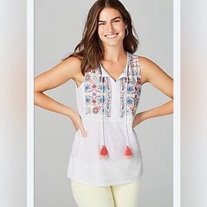 J.Jill embroidered sleeveless top XS